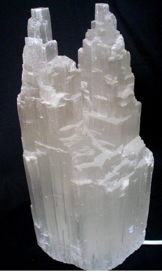 Lamp Selenite Twin Tower