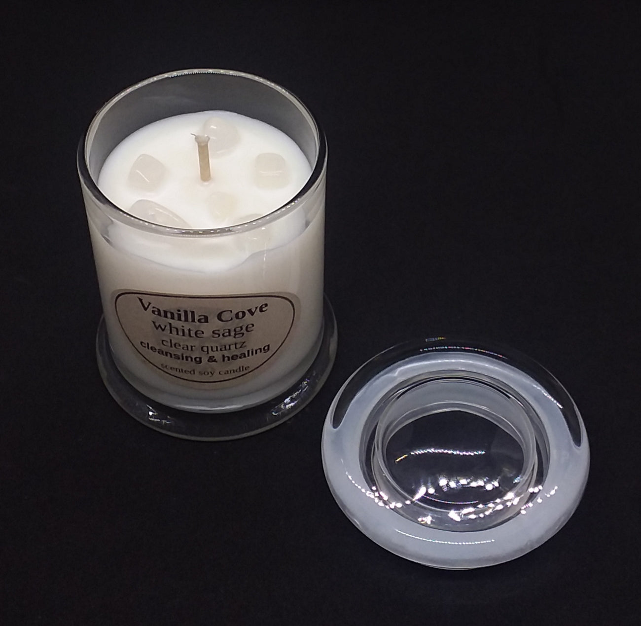 40 hour Soy Crystal Candle - White Sage & Clear Quartz
