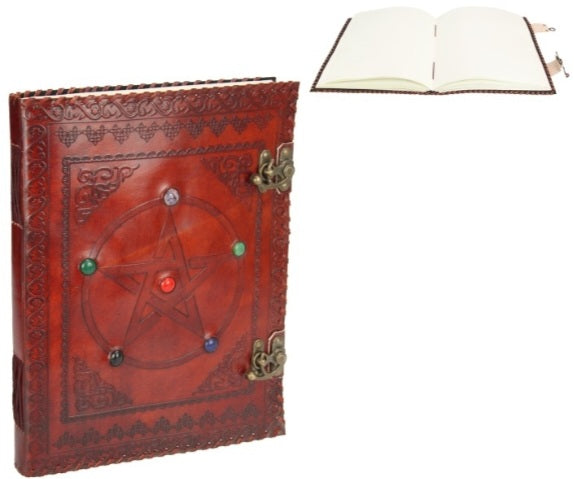 Journal Leather, Large Tan With Stone Inlay