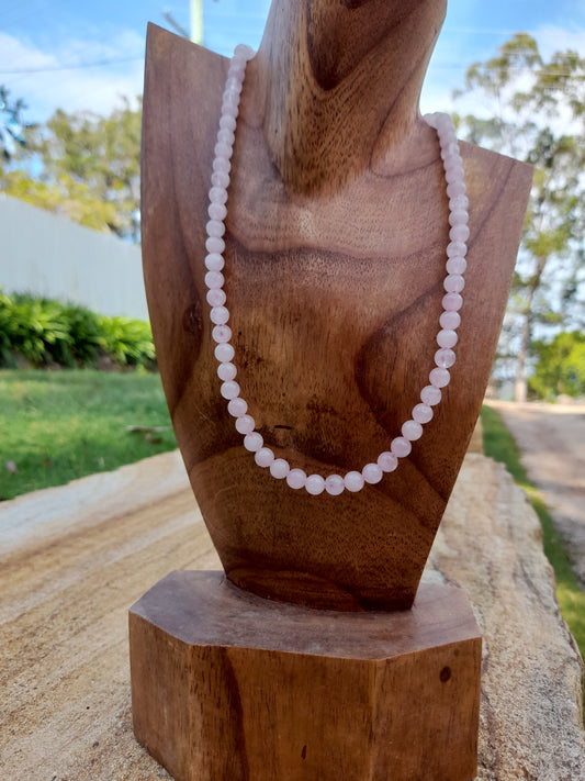 Necklace Short Rose Quartz Beads