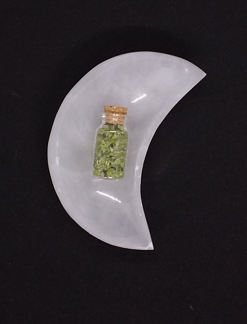 Mini bottle of Peridot Crystal Chips