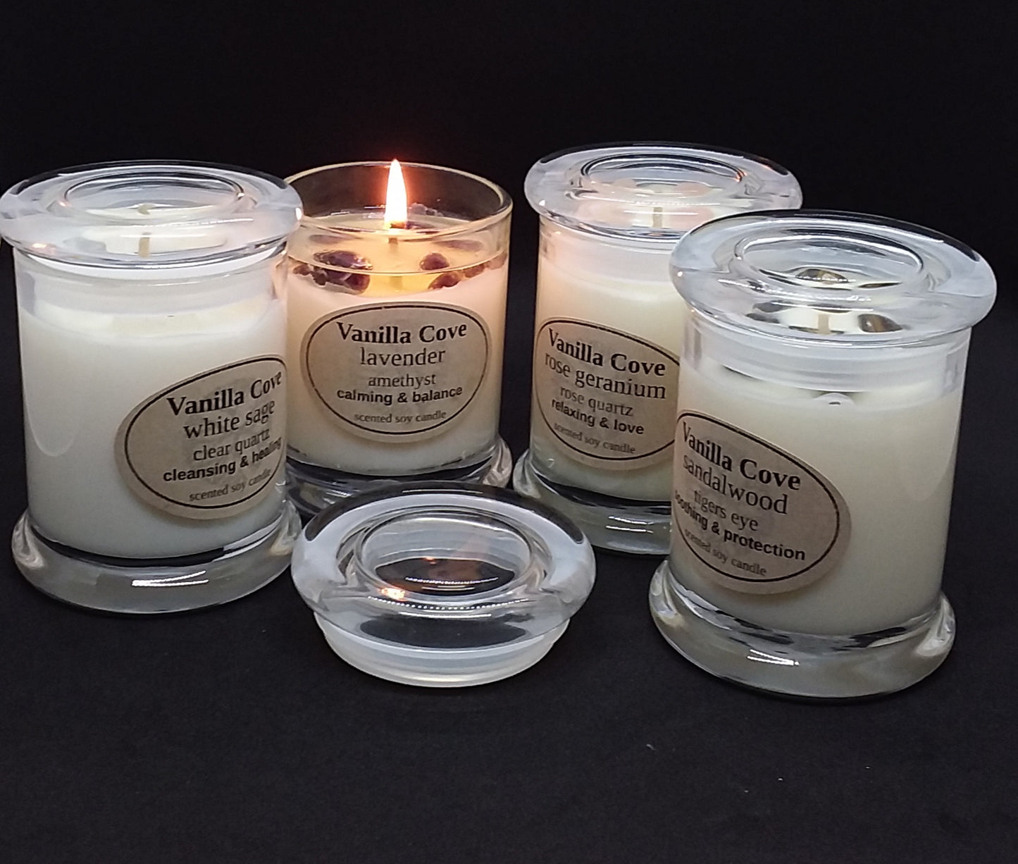 40 hour Soy Crystal Candle - White Sage & Clear Quartz