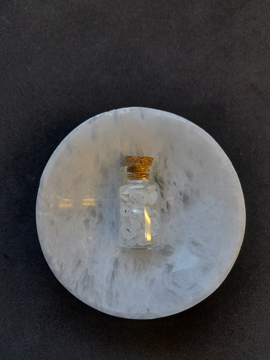 Mini bottle of Clear Quartz Crystal Chips