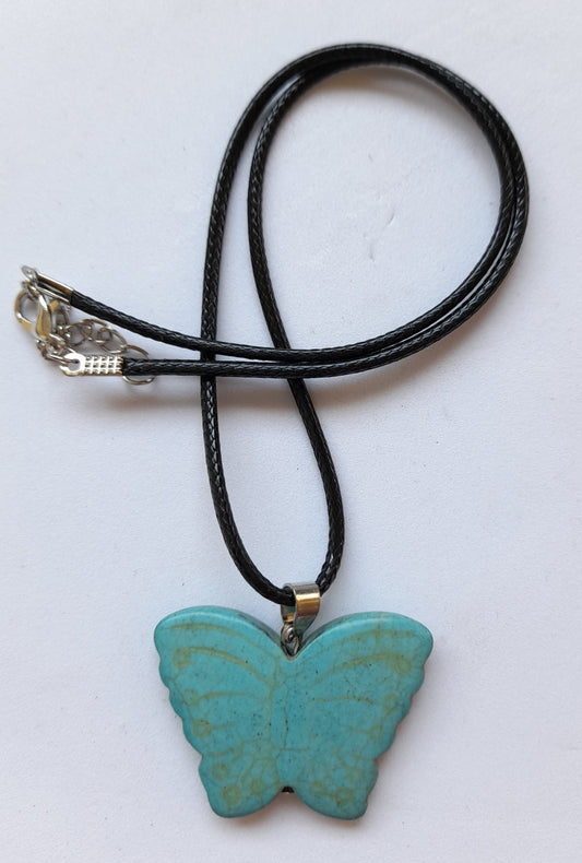 Necklace Blue Howlite Butterfly