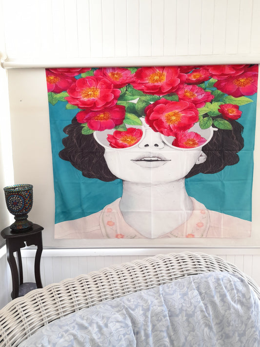 Wall Hanging Tapestry Girl with Glasses