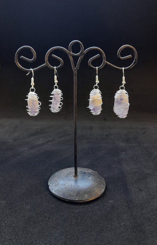 Earring Amethyst Natural Crystal