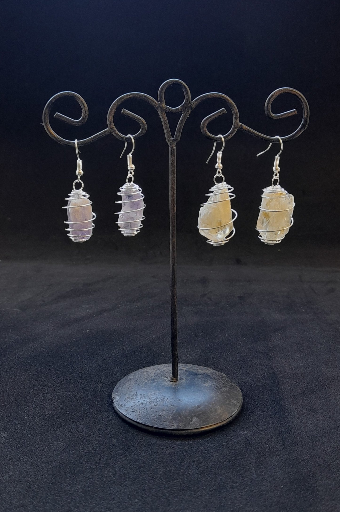 Earring Amethyst Natural Crystal