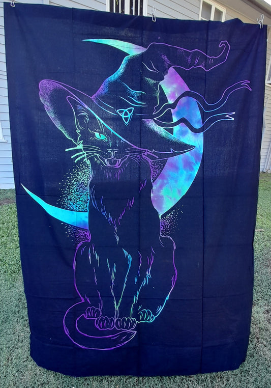 Wall Hanging Tapestry Witches Cat