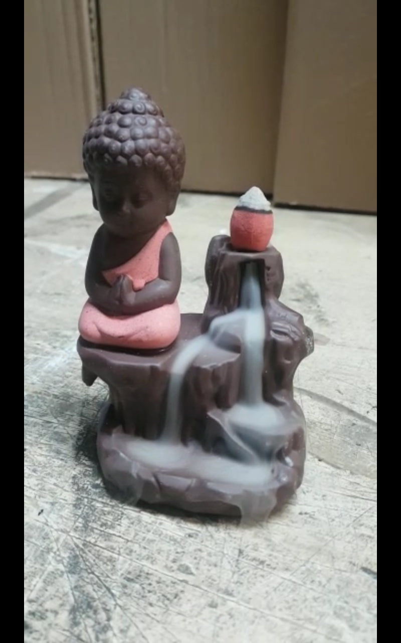 Backflow Incense Burner Buddha Pink